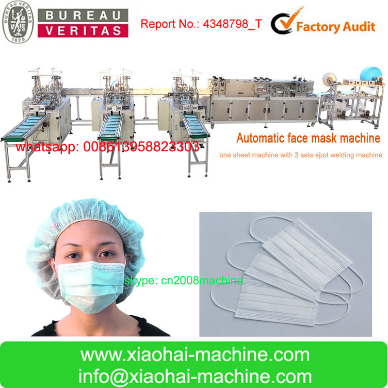NO LABOR Full Automatic face mask making machine join earloop and tie on the same machine