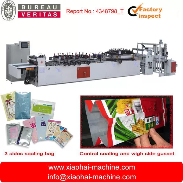Plastic Coffee Bag Making Machine with central sealing Line and three side sealing supplier